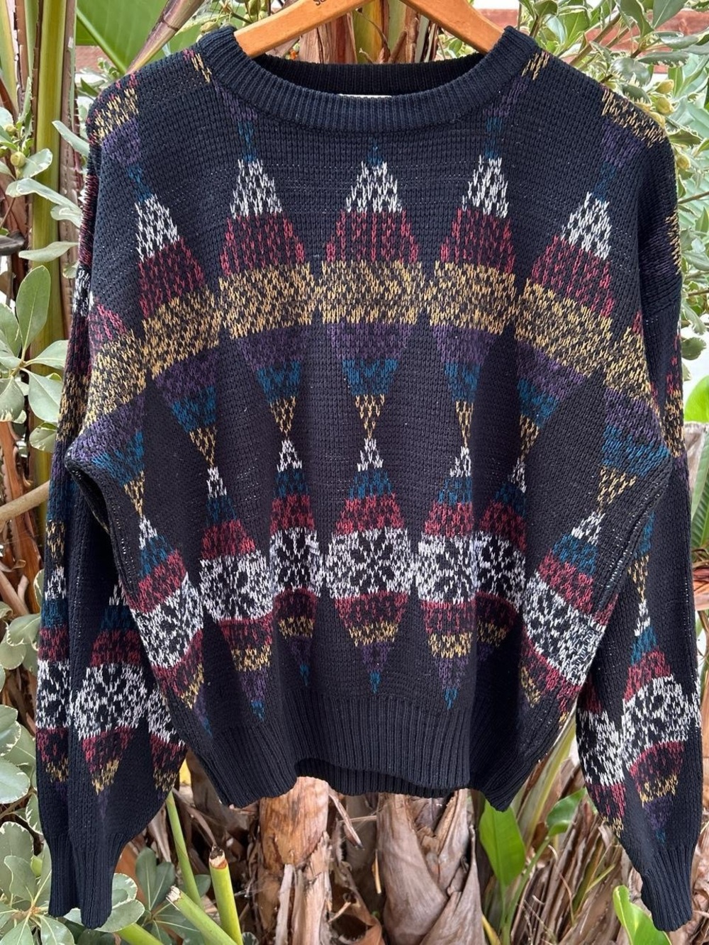 Vintage 1990s Sears The Men’s Store Geometric Knit Sweater Large 23x22.5